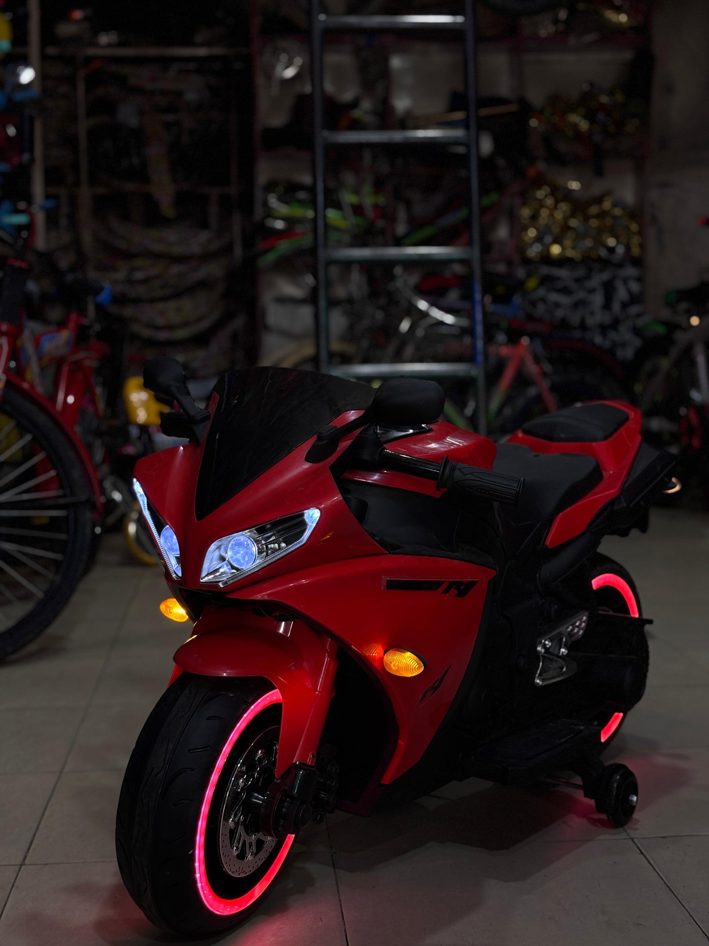 🏍️ Deluxe Kids Electric Ride-On Bike – Heavy Bike Style | 12V Battery, Bluetooth, MP3, Hand Throttle & More